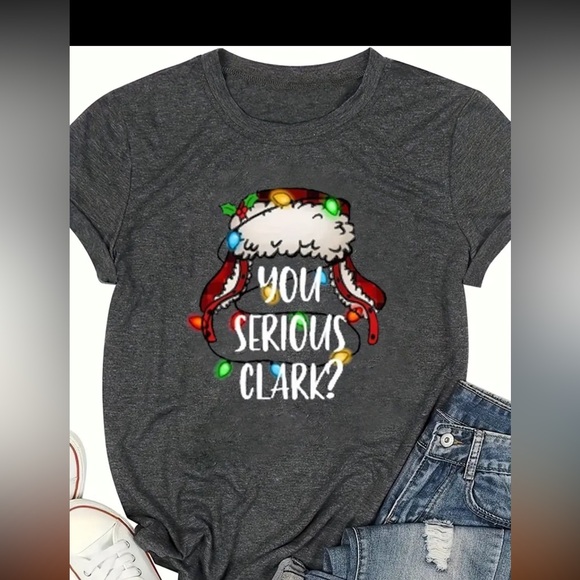 Christmas Graphic Print Crew Neck T-Shirt for Women, Casual Short Sleeve - Picture 1 of 1